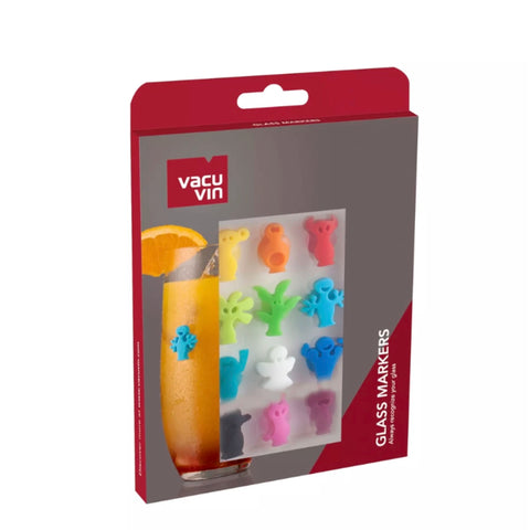 Marques verres, Glass Marker Party People, 12 pièces, Vacu Vin
