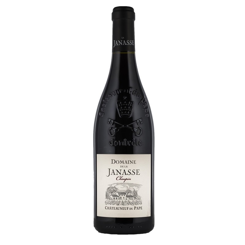 Bouteille de 75 cl de Châteauneuf-du-Pape Cuvée Chaupin 2017. Vin de Terroir puissant et corsé composé de Grenache. Idéal avec viandes rouges et gibiers.