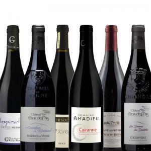 Vin rouge de la Vallée du Rhône. Nous avons composé une série d'épatants coffrets dégustation composés de 6 bouteilles authentiques.