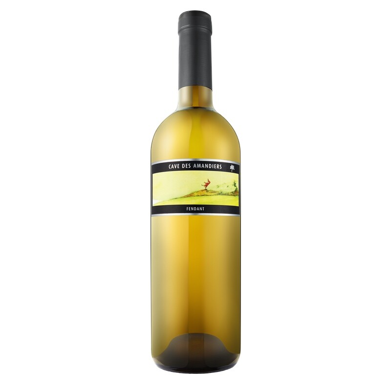 Bouteille de 75 cl de Fendant 2019. Vin blanc fruité de la Cave des Amandiers en Valais.