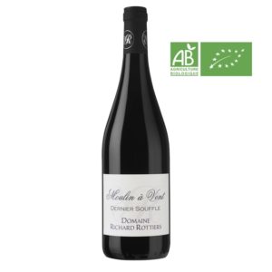 Bouteille de 75 cl de Moulin à Vent Dernier Souffle 2020 de Richard Rottiers. Ce vin rouge est bio.