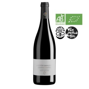 Bouteille de 75 cl de Petites Rangées 2020, AOP Cabardès. Vin rouge du Languedoc du Domaine de Cazaban, certifié bio biodynamie et méthode nature.