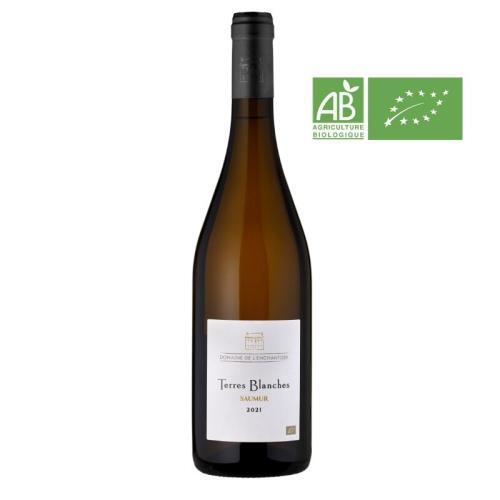 Bouteille de 75 cl de Terres Blanches, Saumur Blanc AOC, vin bio du Domaine de l'Enchantoir.